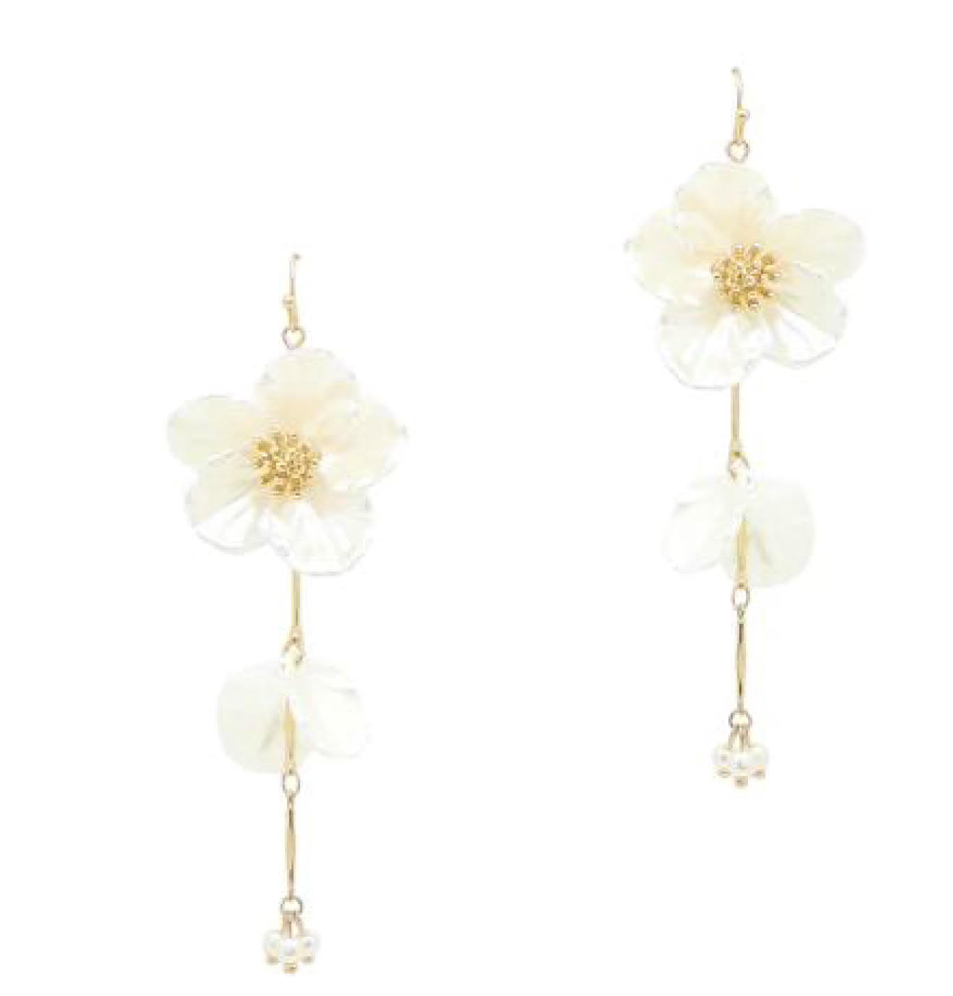 Pearlized Shell Flower 2.75&quot; Drop Earring