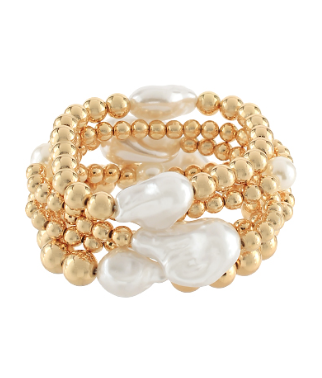 Beaded Bracelets - Gold/Pearl