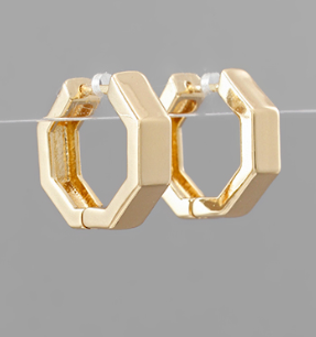 Octagon Huggie Hoops - Gold
