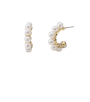 Dainty Pearl Hoops - White/Gold