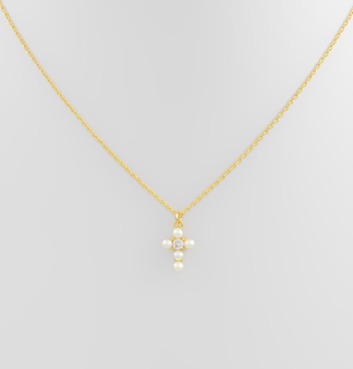 Pearl Cross Pendant Necklace