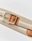 Johnnie-O Reversible Stripe Belt - Light Khaki