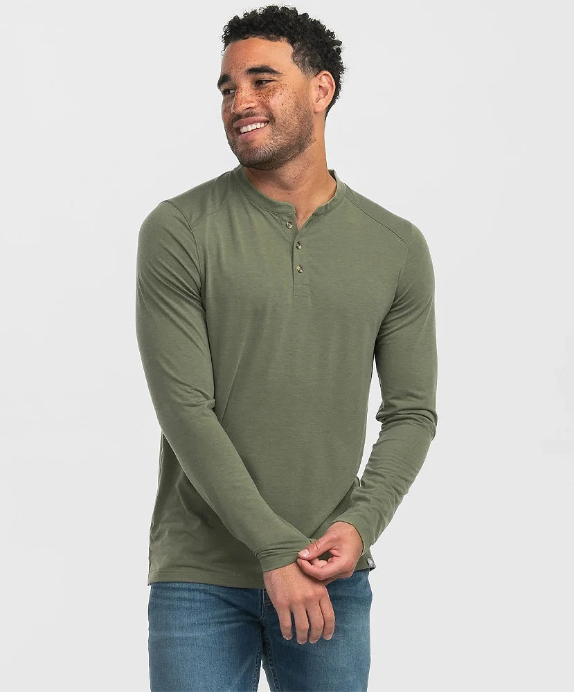 Southern Shirt Co. Max Comfort Henley LS - Spanish Moss