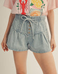 Drawstring Denim Shorts