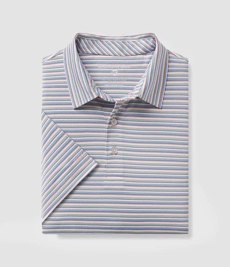 Southern Shirt Co. Tybee Stripe Polo - Amberjack